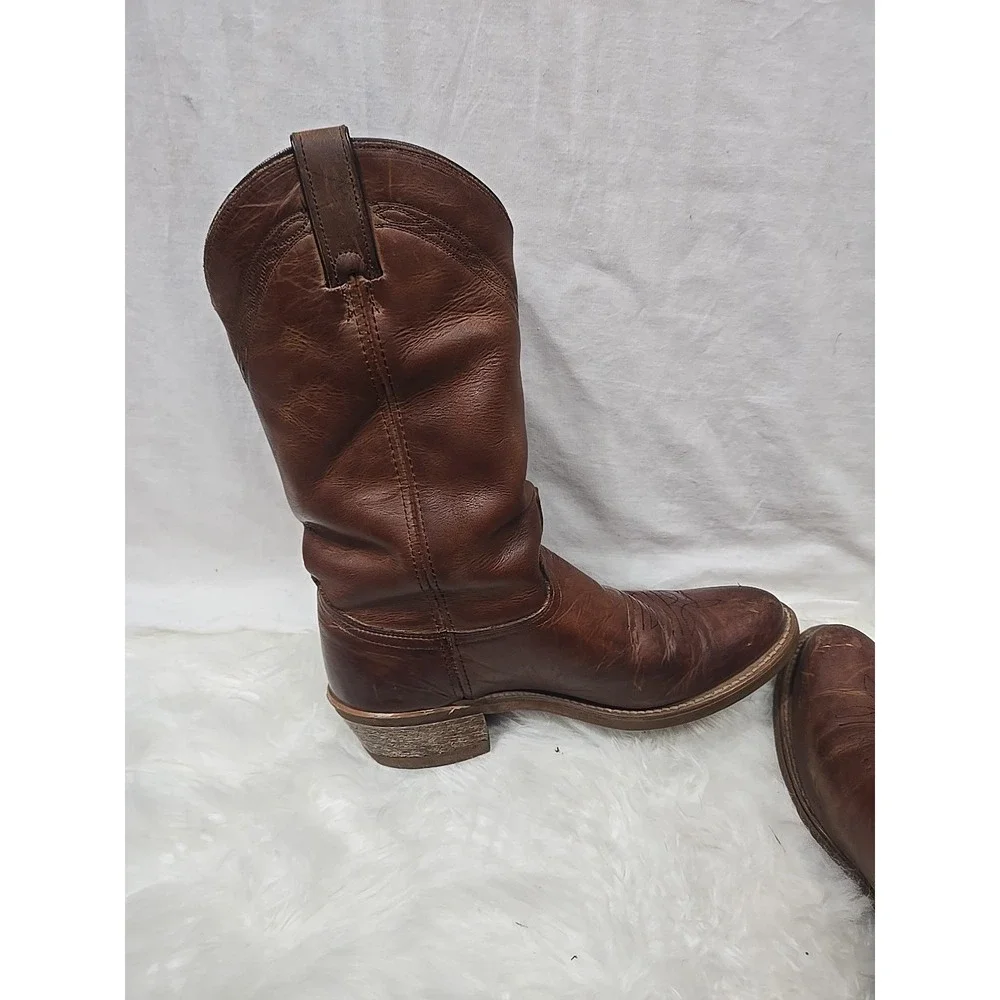 ABILENE BOOTS Brown Leather Boots Men's Size 8 D Vibram Resist Oil No Mark Soles